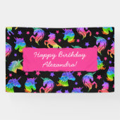 グリッターユニコーンレインボー名ハッピーバースデー 横断幕 (横)