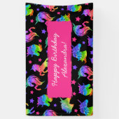 グリッターユニコーンレインボー名ハッピーバースデー 横断幕 (縦)