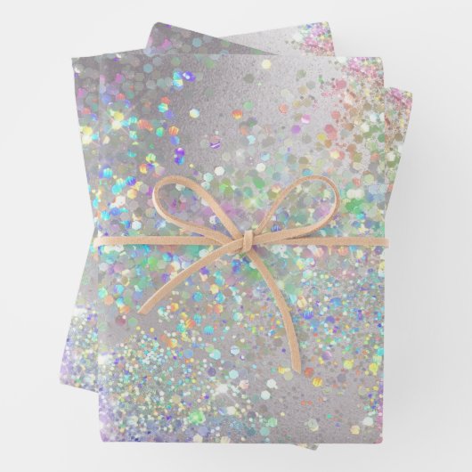 グリッターユニコーンレインボー紙吹雪グリッターガールズシック ラッピングペーパーシート (インサイチュ)