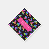 グリッターユニコーンレインボー（ファーストネーム付き）誕生日 スタンダードカクテルナプキン (角)