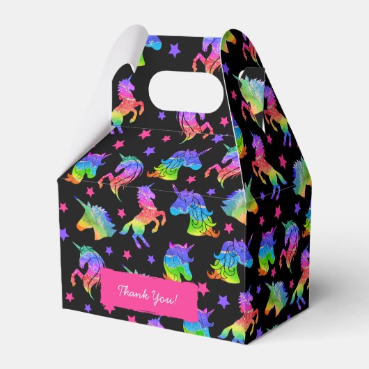 グリッターユニコーンレインボー（ファーストネーム付き）誕生日 フェイバーボックス (裏面サイド)