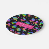 グリッターユニコーンレインボー(ファーストネーム付き)誕生日 ペーパープレート (アングル)