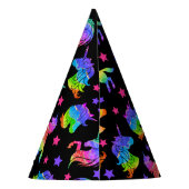 グリッターユニコーンレインボーw/ネームマジカル誕生日 パーティーハット (裏面)