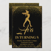 グリッターユニコーン体操誕生日招待状 招待状 (正面/裏面)