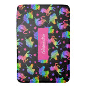 グリッターユニコーン虹のパターン（名） バスマット (正面縦)