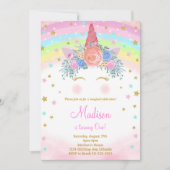 グリッターユニコーン誕生日招待状 招待状 (正面)