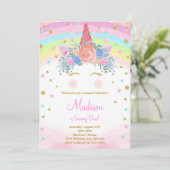 グリッターユニコーン誕生日招待状 招待状 (スタンド正面)