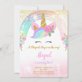 グリッターユニコーン誕生日招待状 招待状