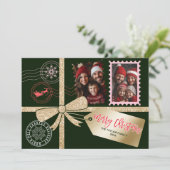 グリッターユニーク金ゴールドギフトボウフォトメリークリスマス シーズンカード (スタンド正面)