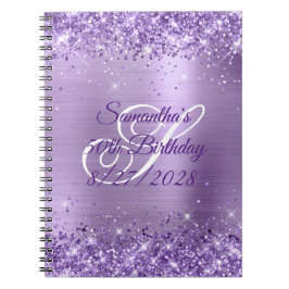グリッターライトパープルフォイル50誕生日 ノートブック
