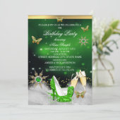 グリッターライムグリーンバタフライヒール金ゴールドシャンパン 招待状 (スタンド正面)