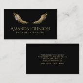 グリッターラッシュホワイト金ゴールドウイングシンプルブラックカード 名刺 (正面/裏面)