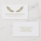 グリッターラッシュホワイト金ゴールドウイングシンプルホワイトカード 名刺 (正面/裏面)