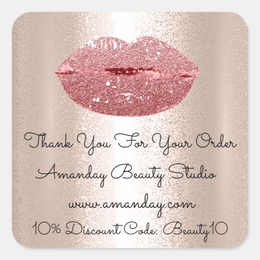 グリッターリップサンキューショッピング割引赤面 スクエアシール (正面)