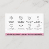 グリッターリップフィラーボトックスアフターケアの指示 名刺 (裏面)