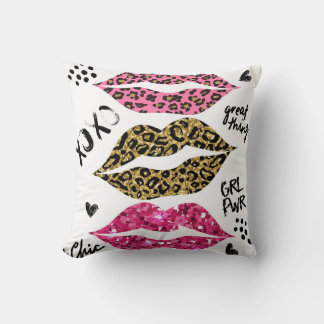 グリッターリップ：ファッショナブルLeopard Print クッション