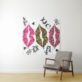 グリッターリップ:ファッショナブルLeopard Print タペストリー (インサイチュ(横))