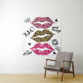 グリッターリップ:ファッショナブルLeopard Print タペストリー (インサイチュ)