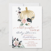 グリッターリトルカボチャの花点々のある、赤ちゃんシャワー 招待状 (正面)