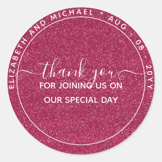 グリッタールックサンキューギフト任意のイベント ラウンドシール (正面)