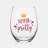 グリッタールックシピンかわいらし ステムなしワイングラス (正面)