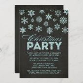グリッタールックスノーフレークスクリスマスパーティの招待状 招待状 (正面/裏面)