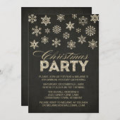 グリッタールックスノーフレークスクリスマスパーティの招待状 招待状 (正面/裏面)