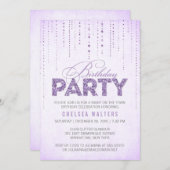 グリッタールックバースデーパーティーの招待 招待状 (正面/裏面)