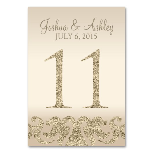 グリッタールック結婚のテーブル番号 – テーブルカード11 テーブルナンバー (正面)
