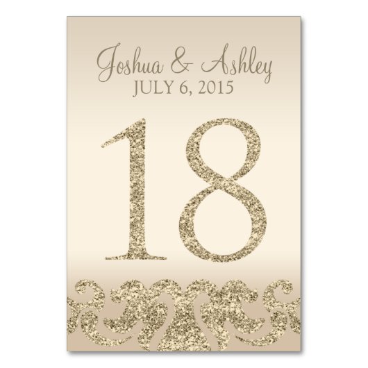 グリッタールック結婚のテーブル番号 – テーブルカード18 テーブルナンバー (正面)