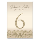 グリッタールック結婚のテーブル番号 – テーブルカード6 テーブルナンバー (裏面)