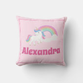 グリッターレインボーとユニコーン（ピンクに名前を付ける） クッション (正面)