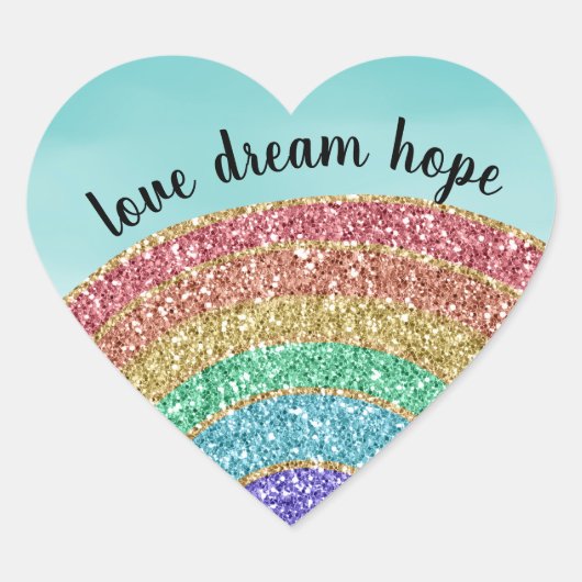 グリッターレインボーアクアウォーターカラー ハートシール (正面)