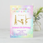 グリッターレインボーカラフル体操誕生日招待状 招待状 (スタンド正面)