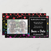 グリッターレインボースターゲイ結婚の誕生日写真 セーブザデート (正面/裏面)