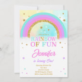 グリッターレインボースターズ誕生日招待状 招待状 (正面)
