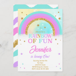 グリッターレインボースターズ誕生日招待状 招待状