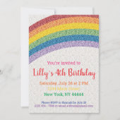 グリッターレインボーパーティの招待状レインボー誕生日 招待状 (正面)
