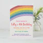 グリッターレインボーパーティの招待状レインボー誕生日 招待状 (スタンド正面)