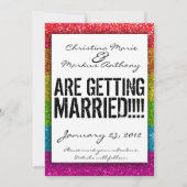 グリッターレインボーフラッグ婚姻平等ゲイプライド セーブザデート (裏面)