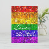 グリッターレインボーフラッグ婚姻平等ゲイプライド セーブザデート (スタンド正面)