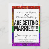 グリッターレインボーフラッグ婚姻平等ゲイプライド セーブザデート (裏面)