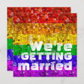 グリッターレインボーフラッグ婚姻平等ゲイプライド 招待状 (正面/裏面)