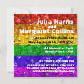 グリッターレインボーフラッグ婚姻平等ゲイプライド 招待状 (裏面)