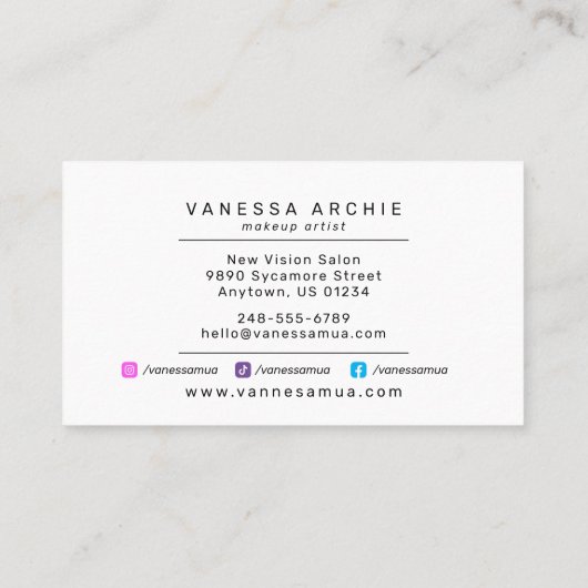 グリッターレインボーホログラフィックブラシストローク 名刺 (裏面)