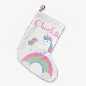 グリッターレインボーユニコーン名前をカスタムする スモールクリスマスストッキング (正面 (吊り時))