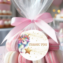 グリッターレインボーユニコーン誕生日招待状 ラウンドシール