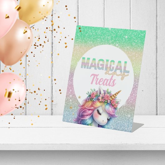 グリッターレインボーユニコーン魔法のおやつ 台座サイン