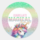 グリッターレインボーユニコーン魔法 ラウンドシール (正面)