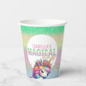 グリッターレインボーユニコーン魔法 紙コップ (正面)